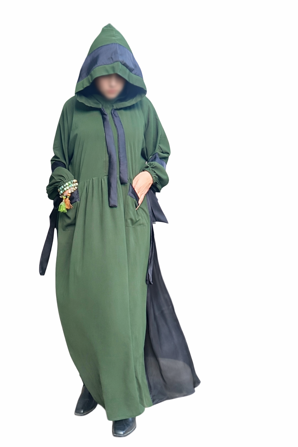 OLIVE GREEN CREPE ABAYA.