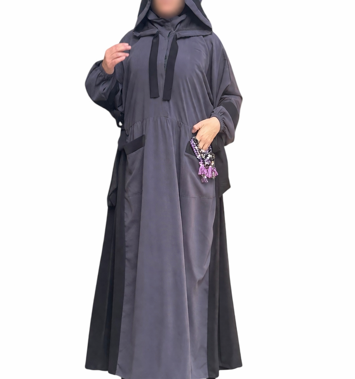 MAUVE GRAY SILK ABAYA.