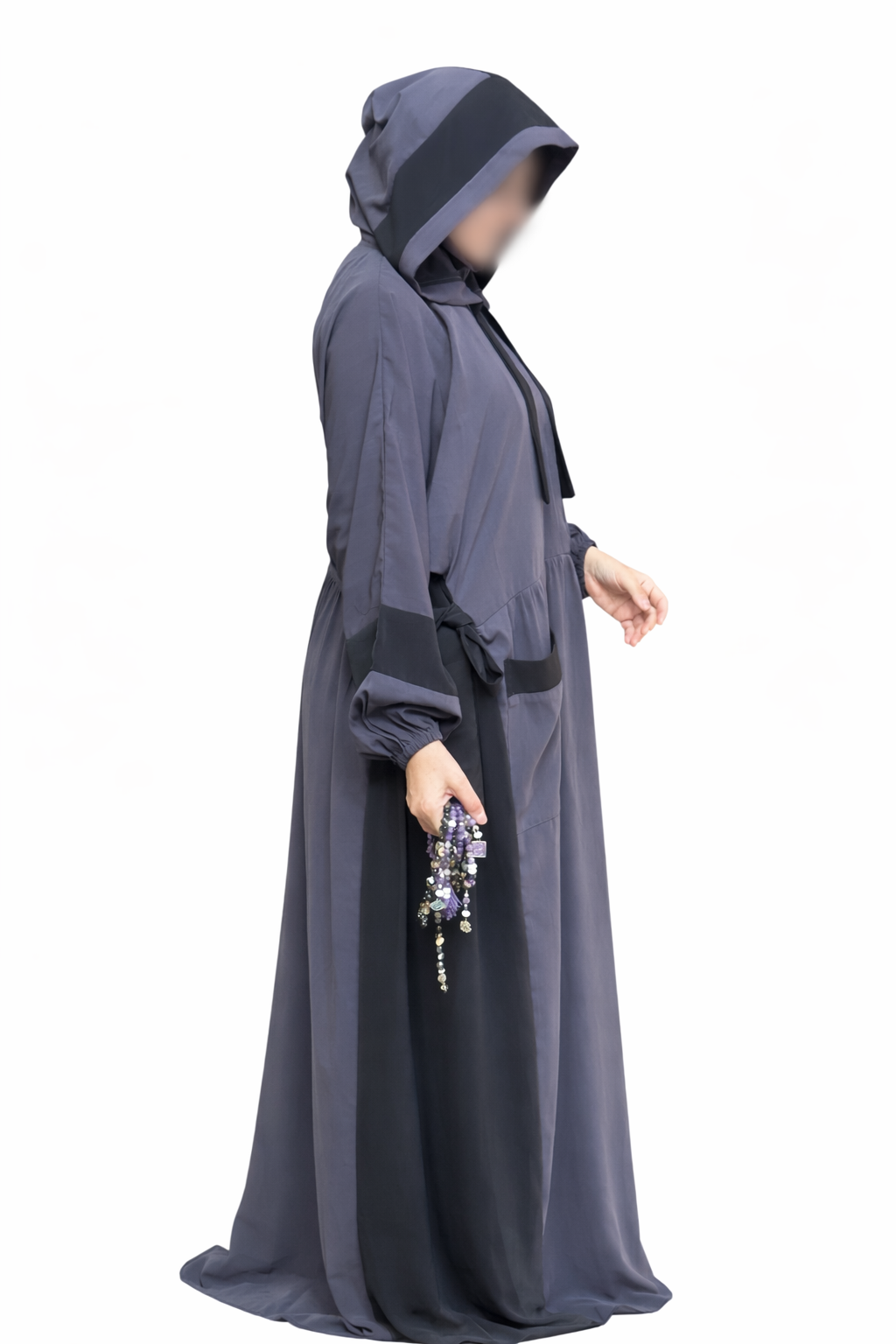MAUVE GRAY SILK ABAYA.