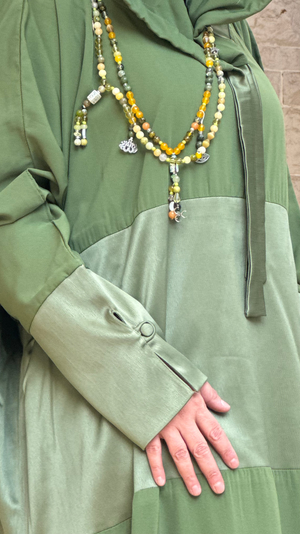APPLE GREEN FLOW ABAYA.