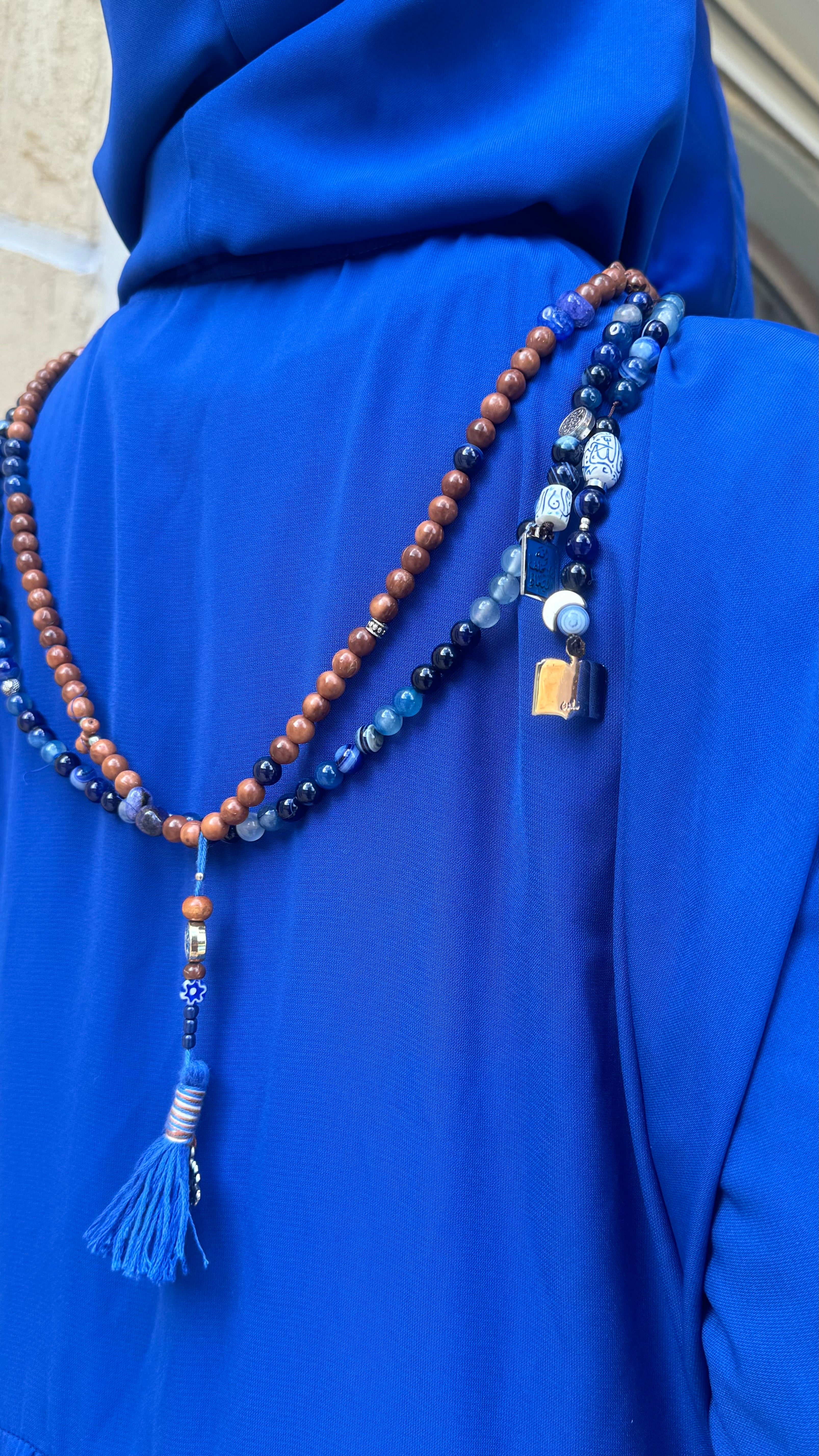ROYAL BLUE SATIN ABAYA.