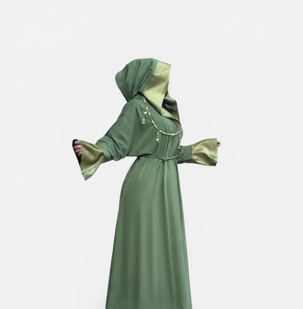 APPLE GREEN MOROCCAN ABAYA.