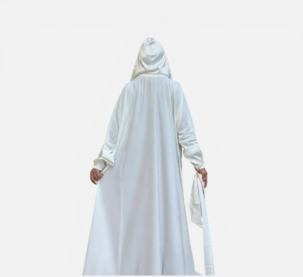 WHITE HOODIE ABAYA.
