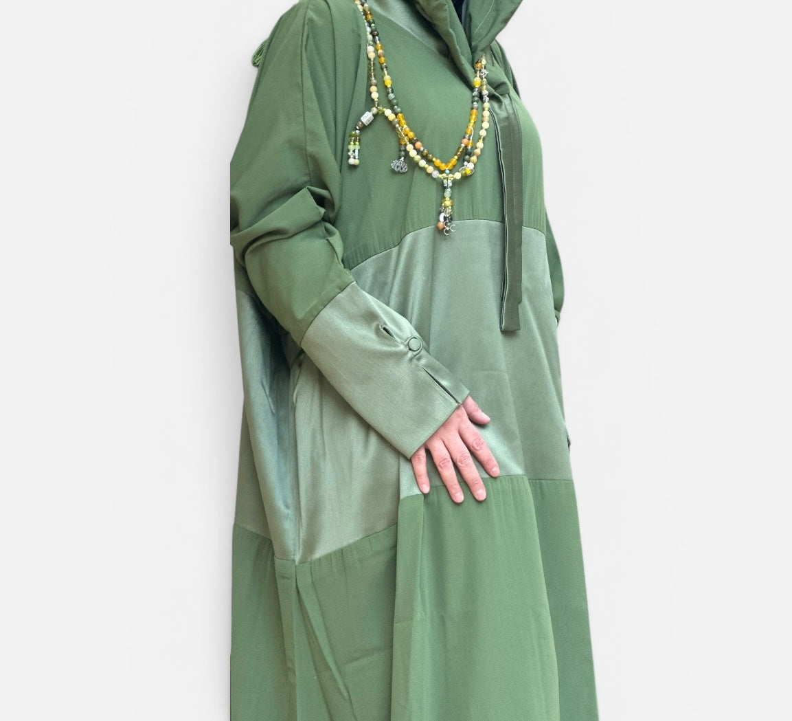 APPLE GREEN FLOW ABAYA.