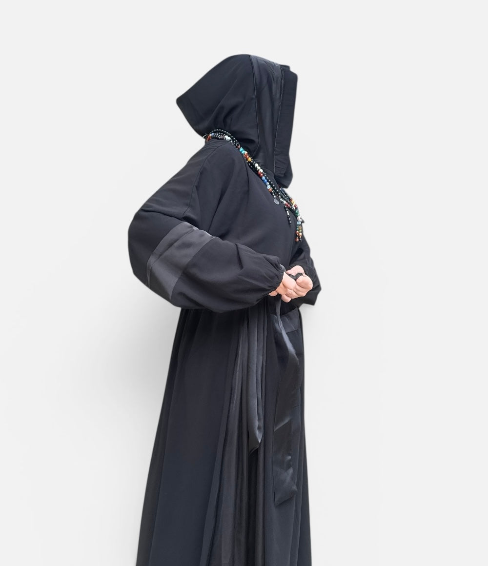 BLACK SILK ABAYA.