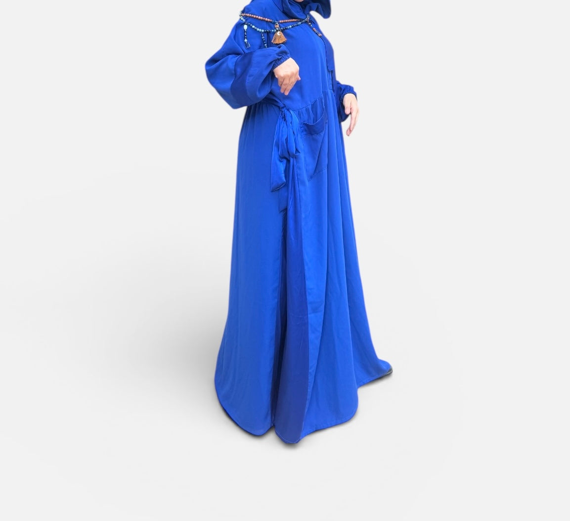 ROYAL BLUE SILK ABAYA.