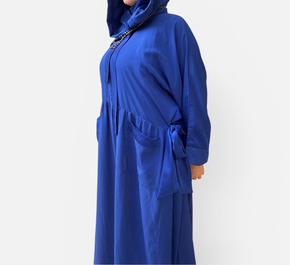 ROYAL BLUE SILK ABAYA.