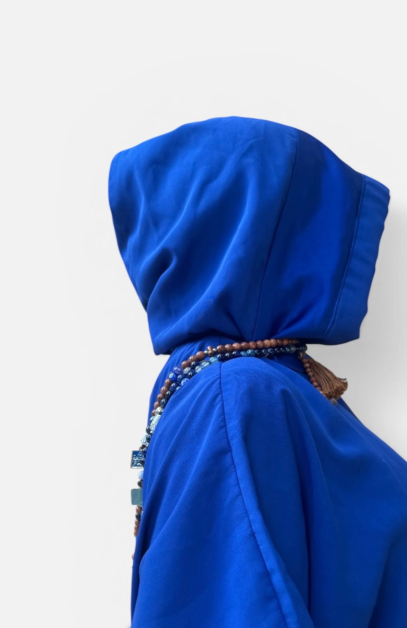 ROYAL BLUE SILK ABAYA.