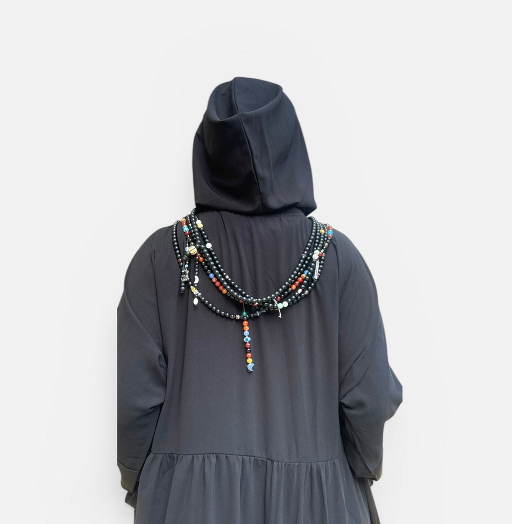 BLACK SILK ABAYA.