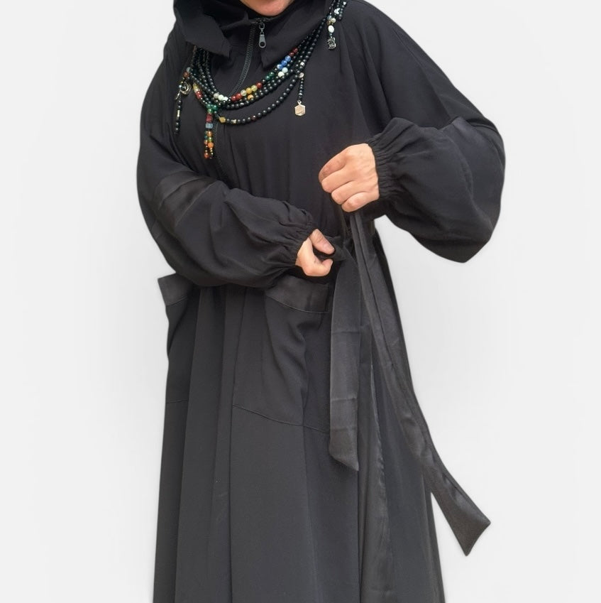 BLACK SILK ABAYA.