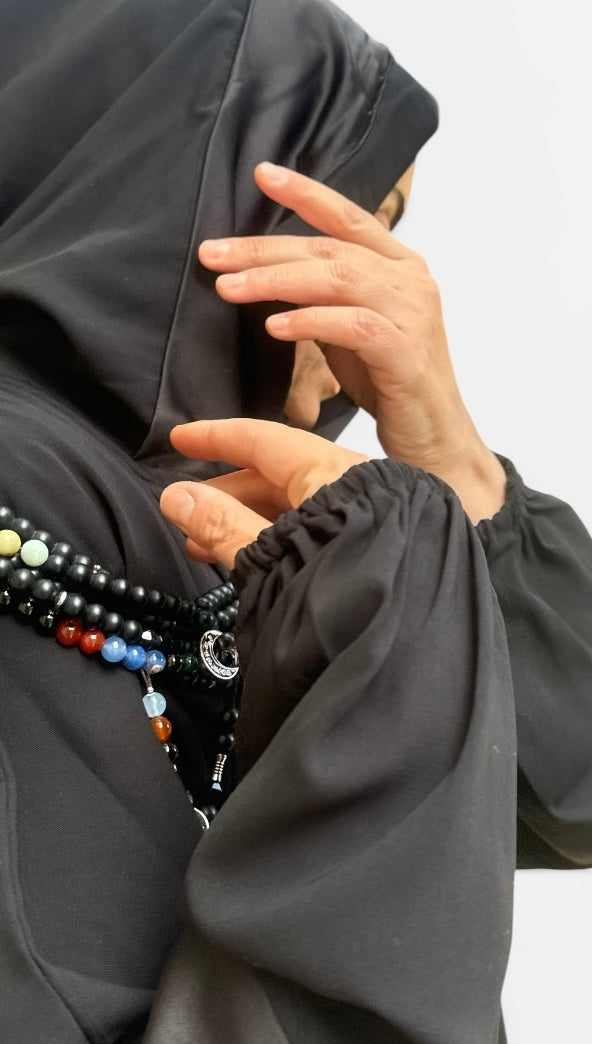 BLACK SILK ABAYA.