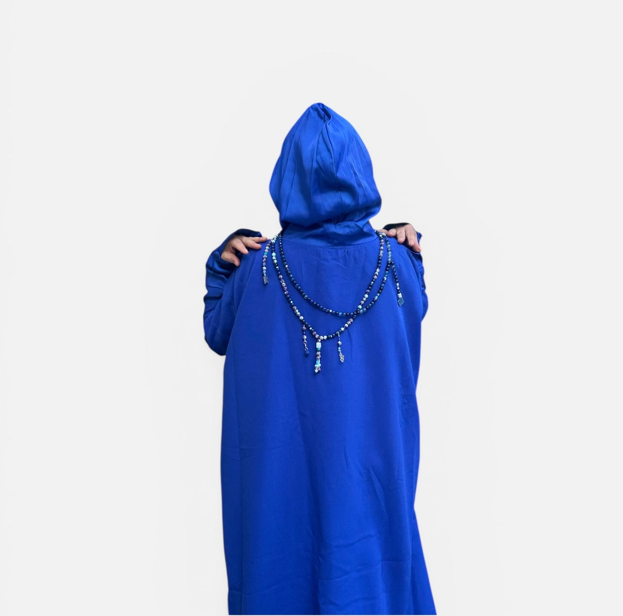 ROYAL BLUE SATIN ABAYA.