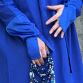 ROYAL BLUE SATIN ABAYA.