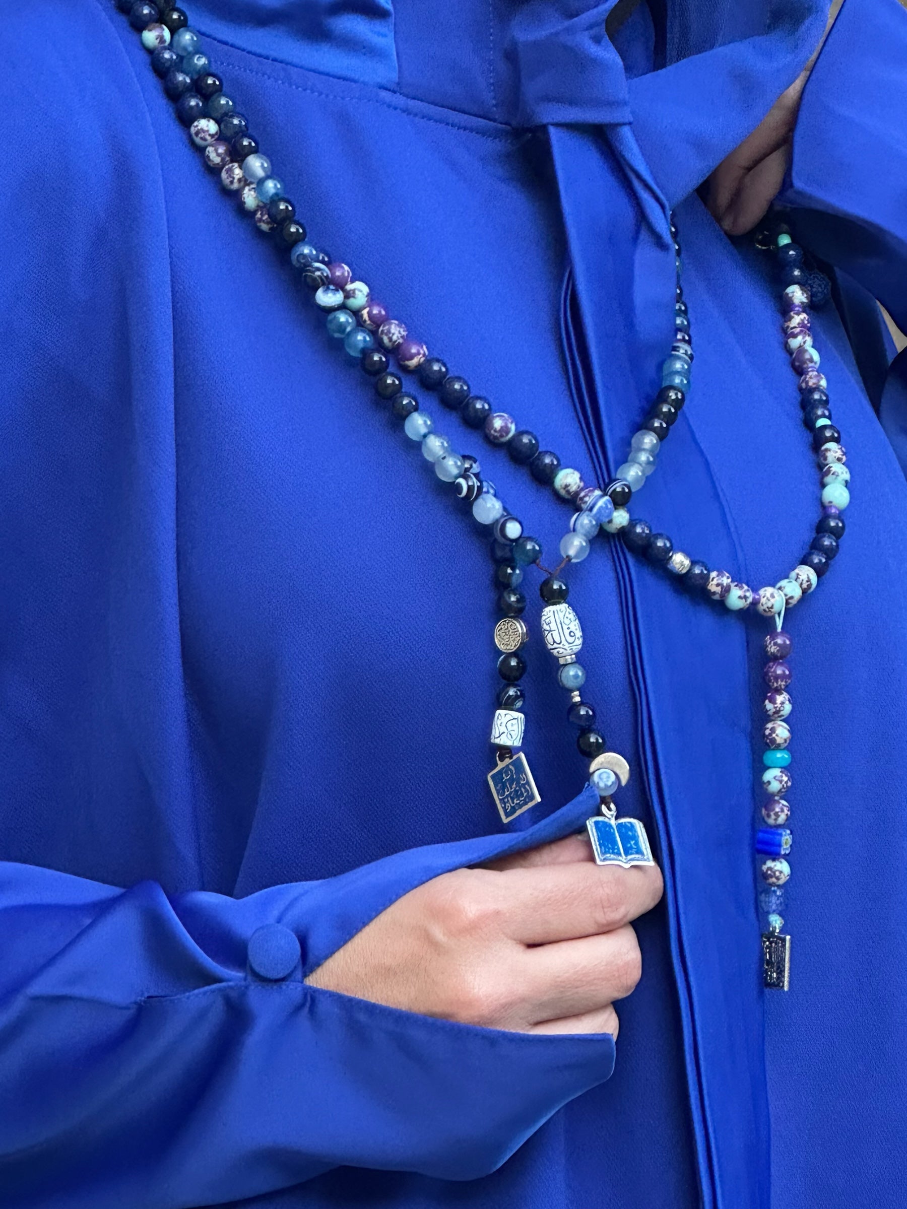 ROYAL BLUE SATIN ABAYA.
