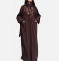 BROWN SILK ABAYA.
