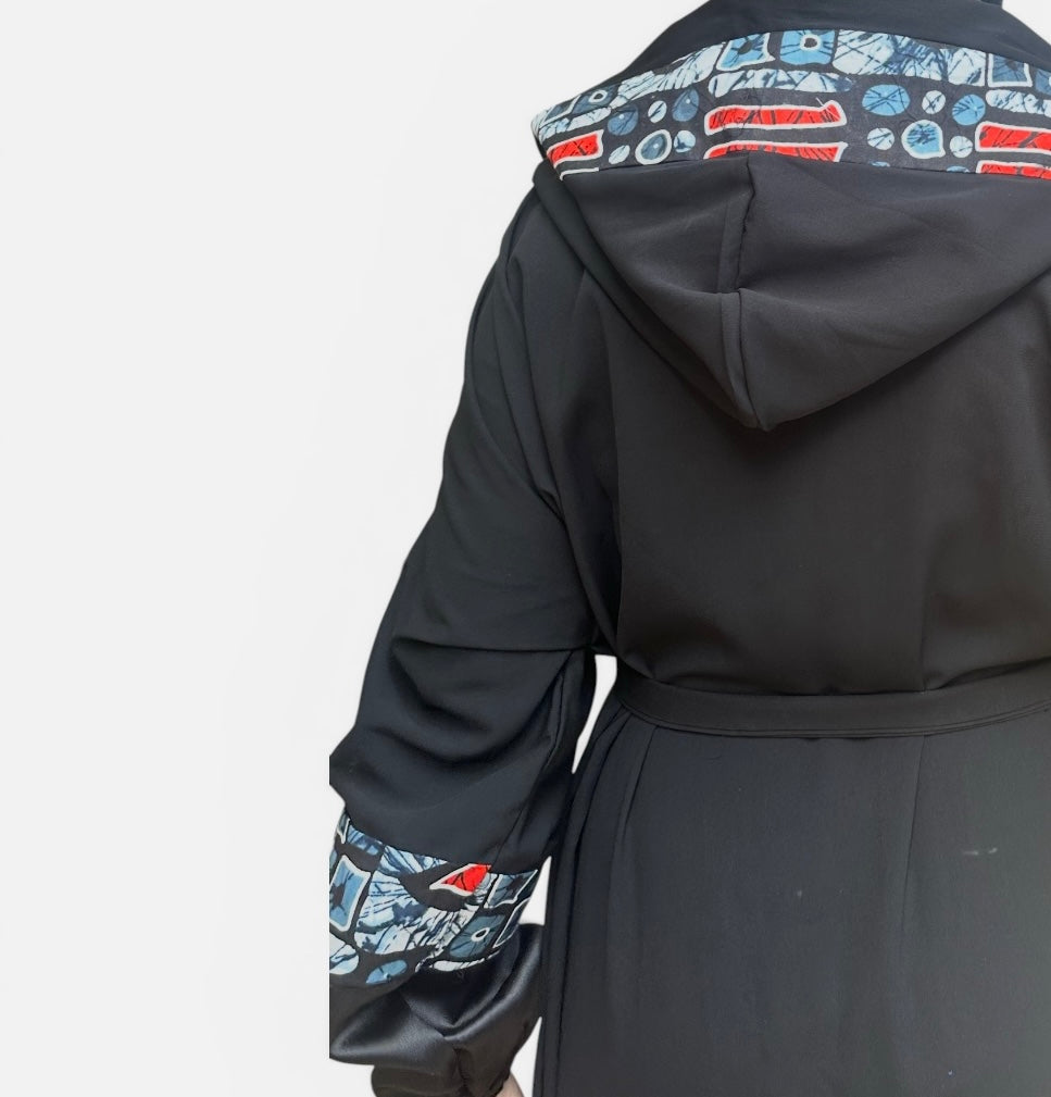 GRAY X RED AFRICAN ABAYA.
