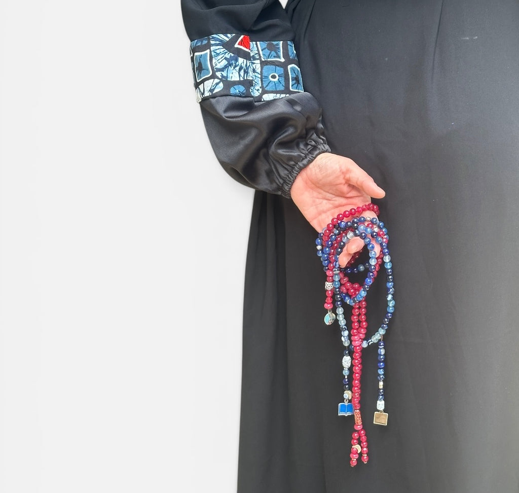GRAY X RED AFRICAN ABAYA.