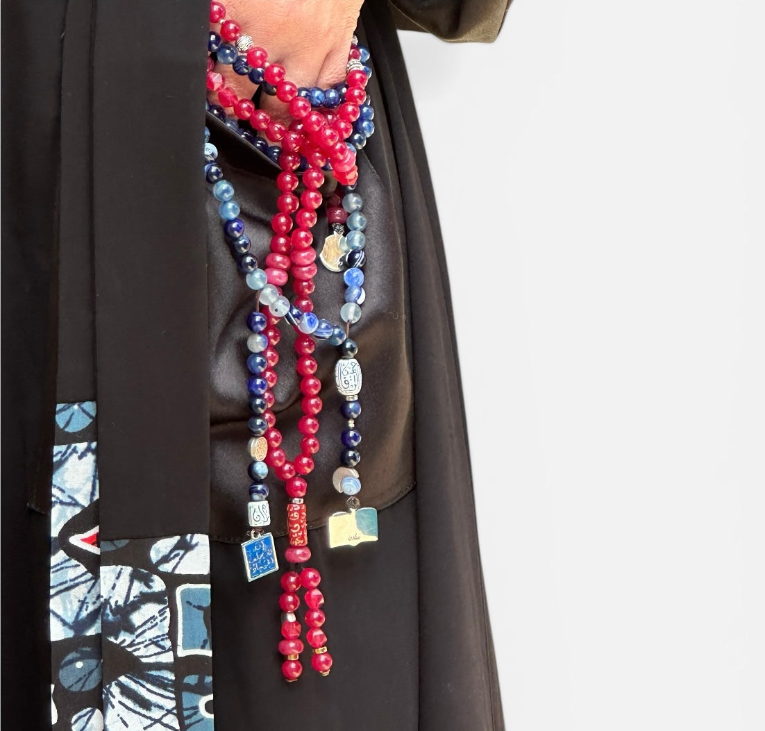 GRAY X RED AFRICAN ABAYA.
