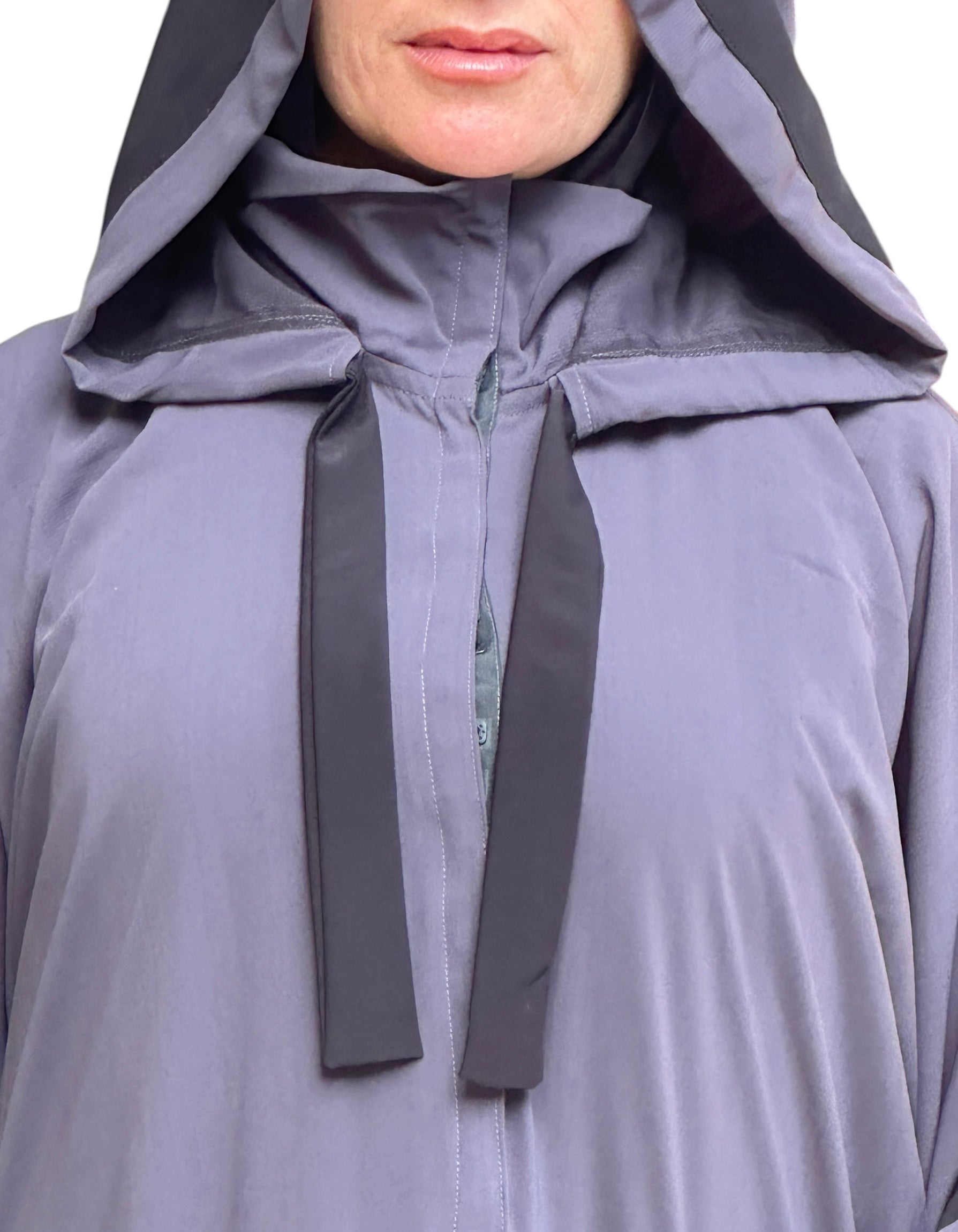 MAUVE GRAY SILK ABAYA.