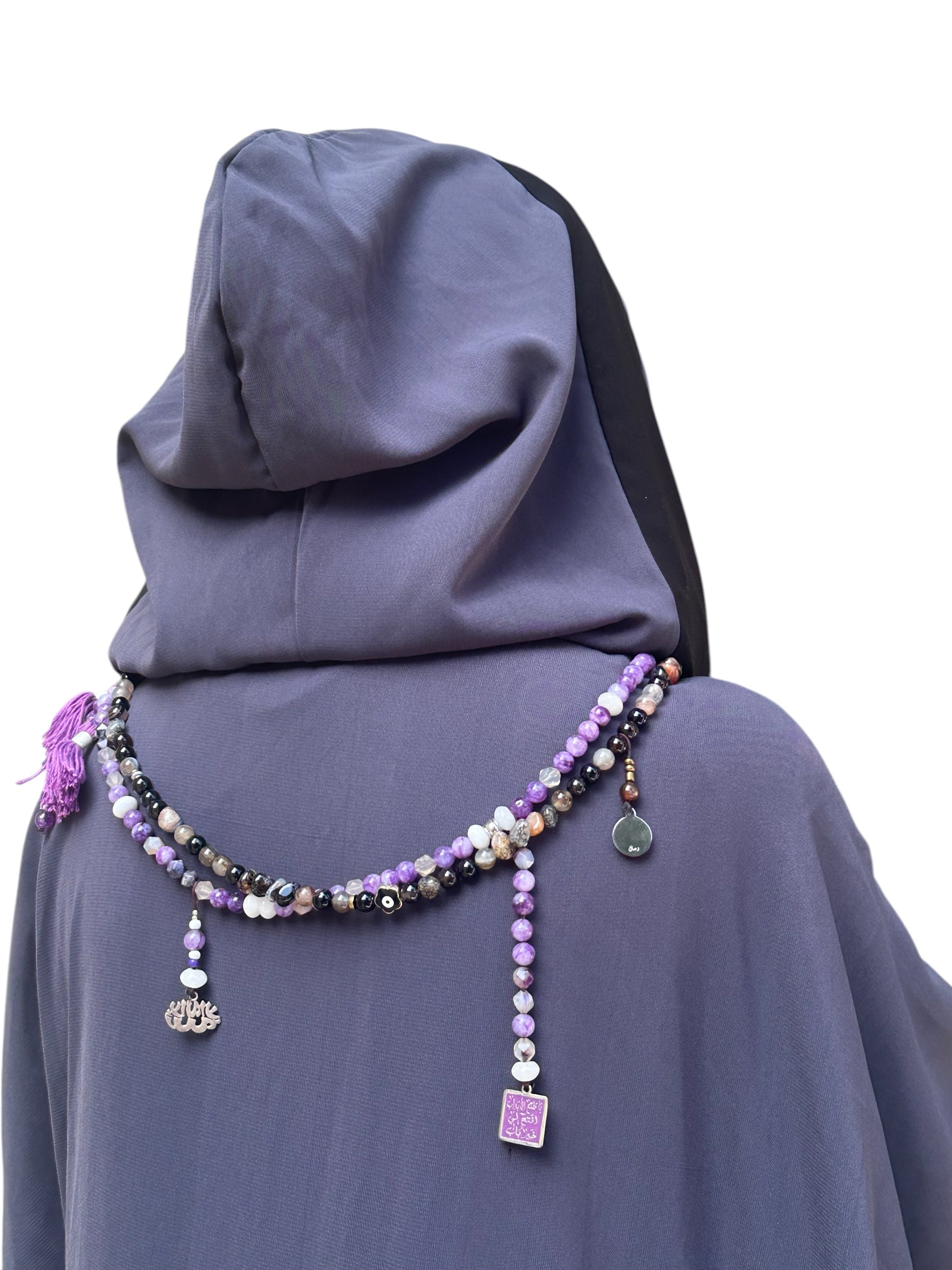 MAUVE GRAY SILK ABAYA.