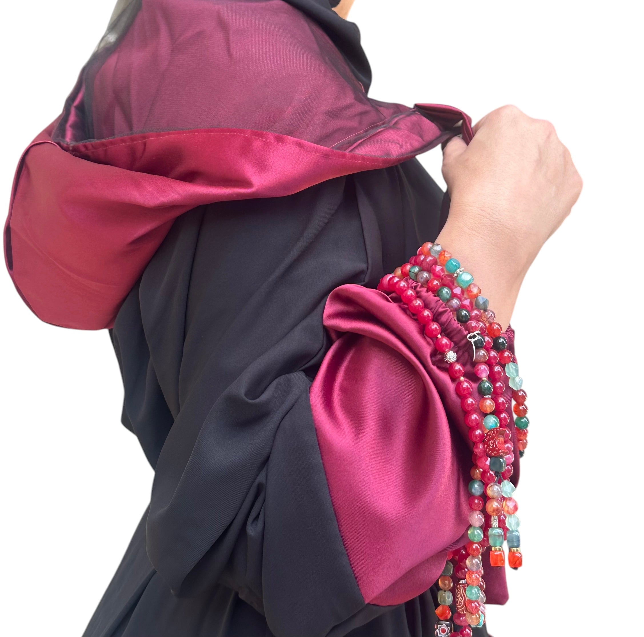 BURGUNDY HOODIE ABAYA.