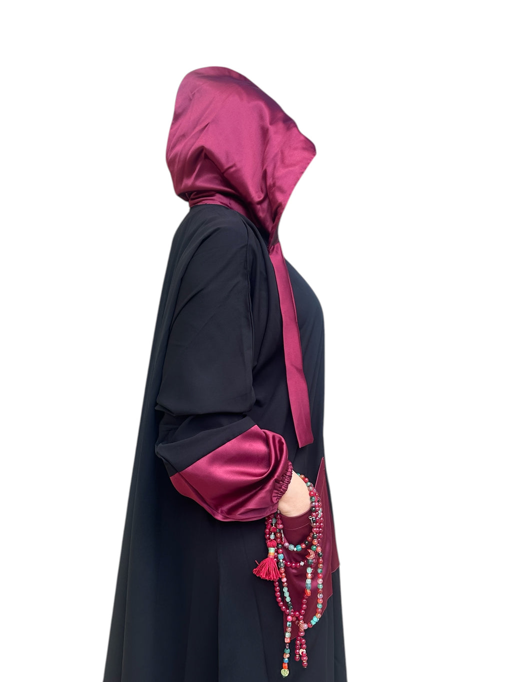 BURGUNDY HOODIE ABAYA.