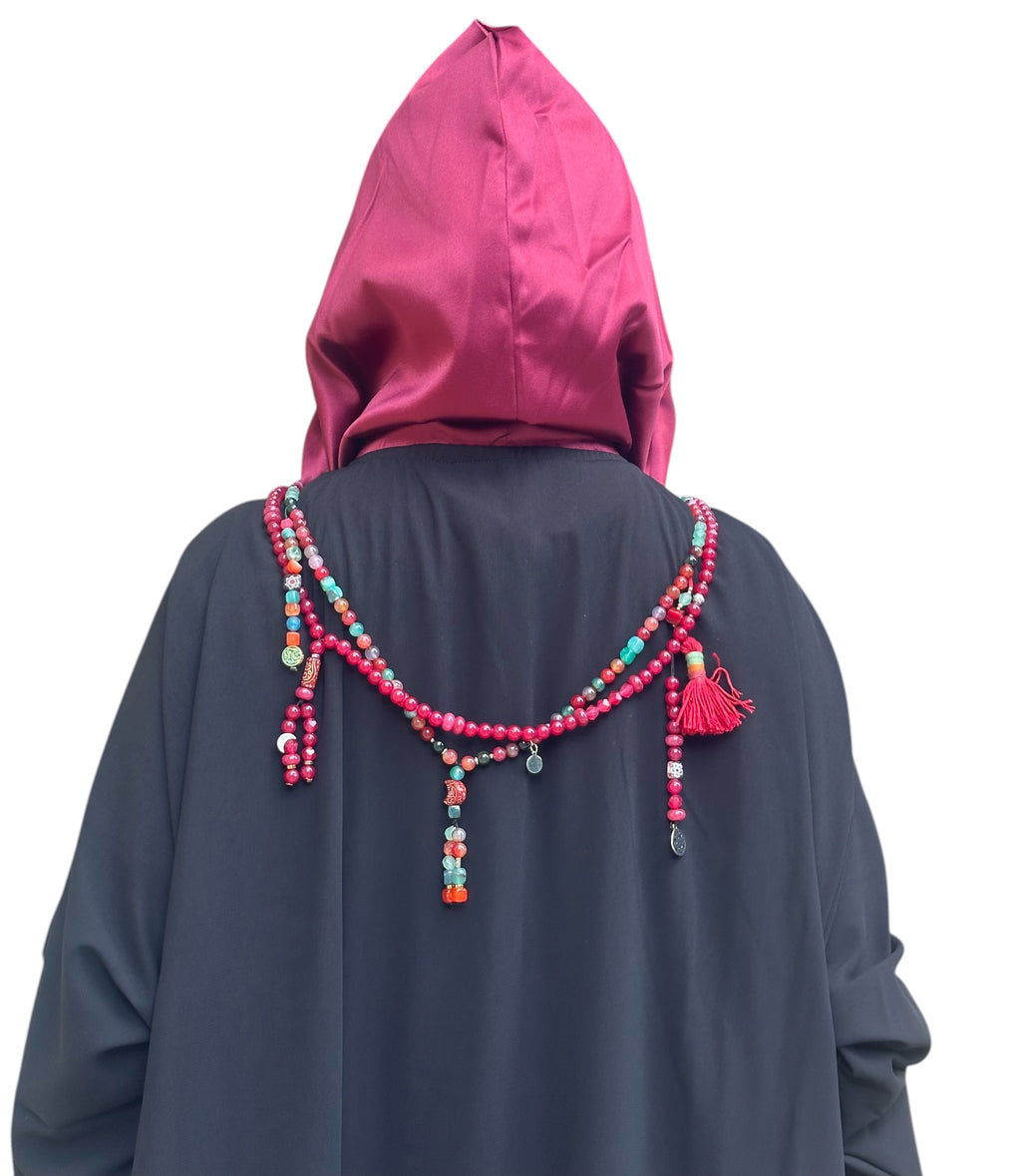 BURGUNDY HOODIE ABAYA.