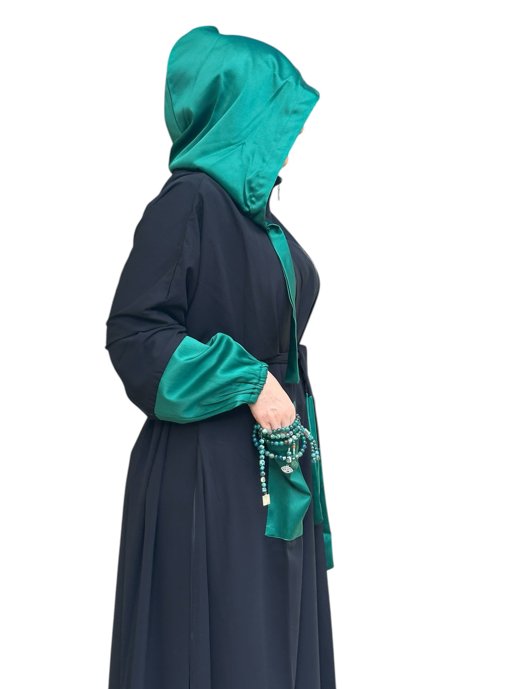 GREEN X BLACK HOODIE ABAYA.