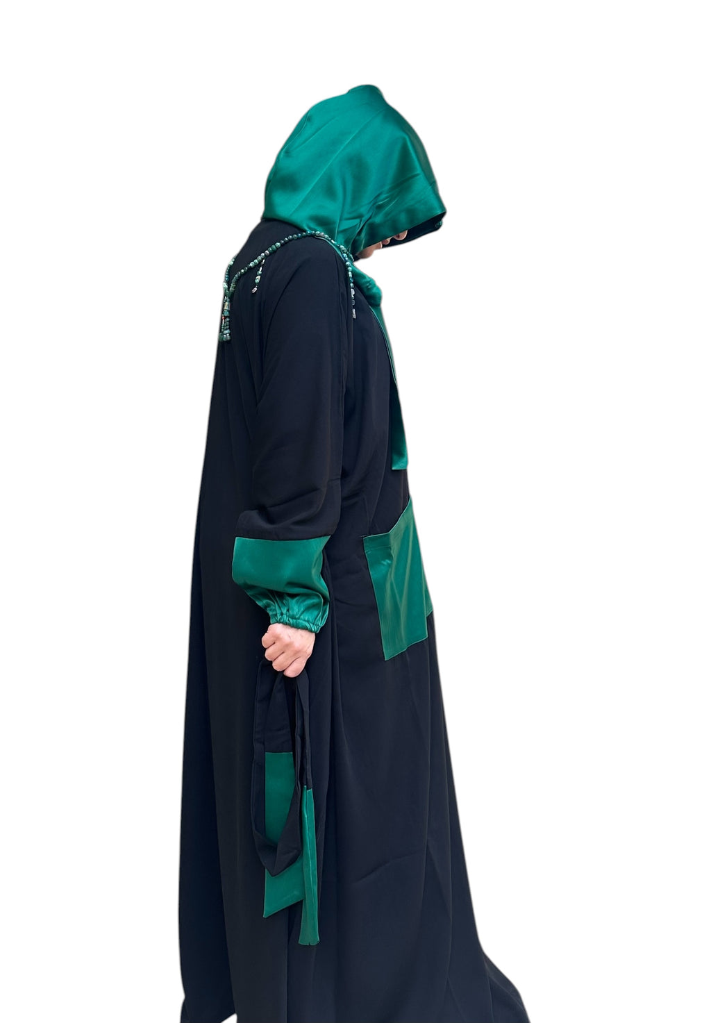 GREEN X BLACK HOODIE ABAYA.