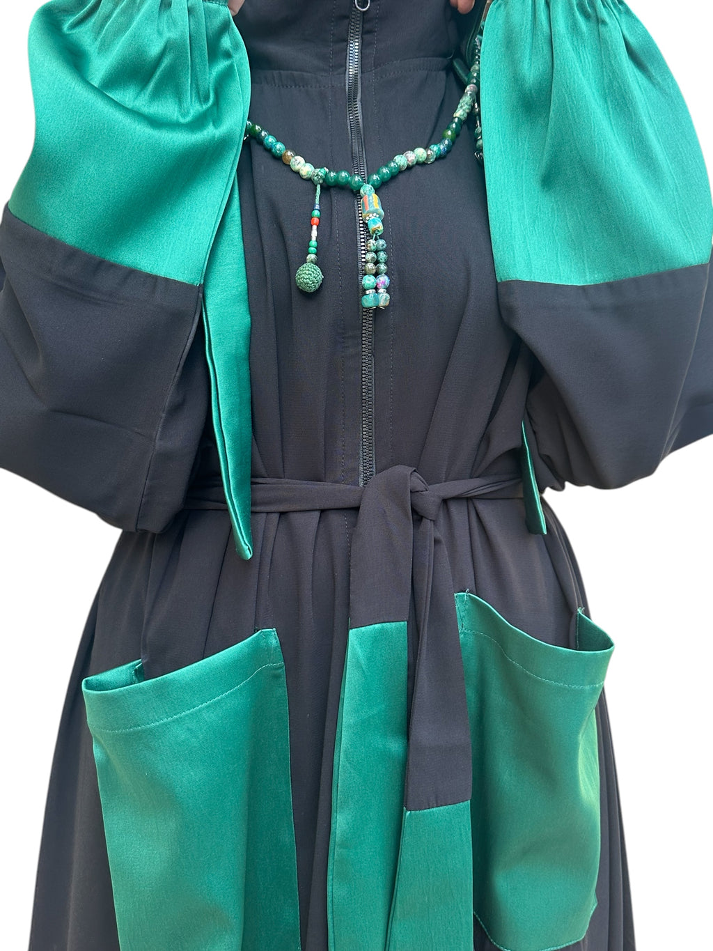 GREEN X BLACK HOODIE ABAYA.