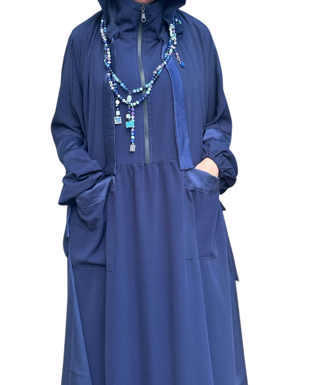 NAVY BLUE SILK ABAYA.