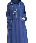 NAVY BLUE SILK ABAYA.