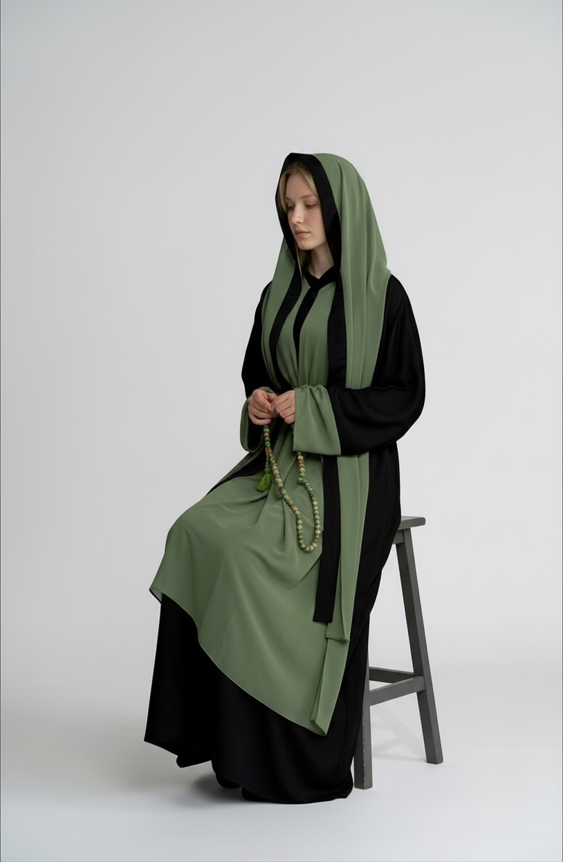 MULTI  FASHION OLIVE ABAYA.