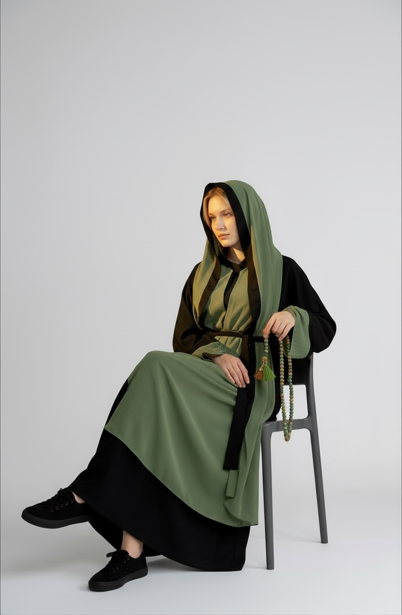 MULTI  FASHION OLIVE ABAYA.