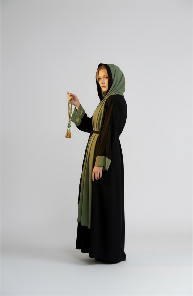 MULTI  FASHION OLIVE ABAYA.