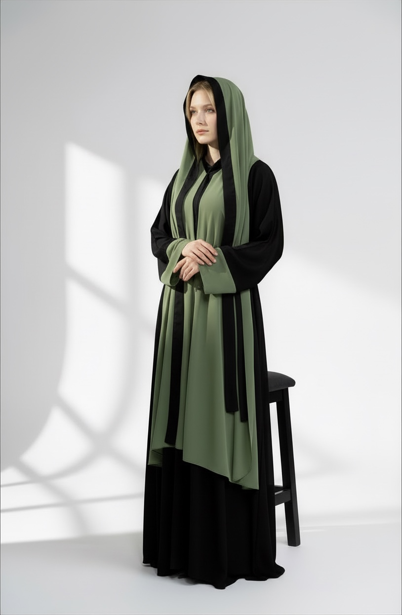 MULTI  FASHION OLIVE ABAYA.