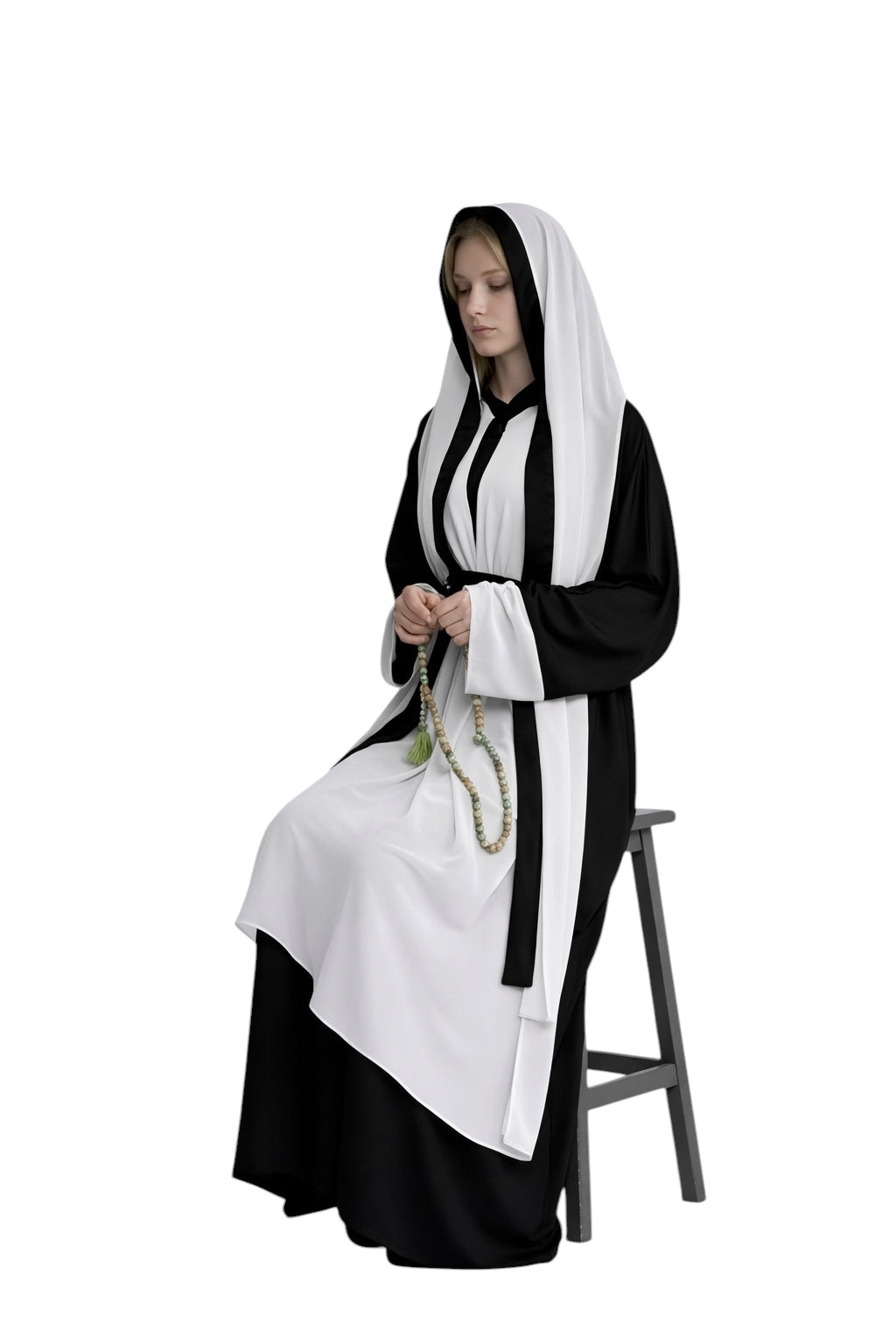 MULTI  FASHION WHITE ABAYA.