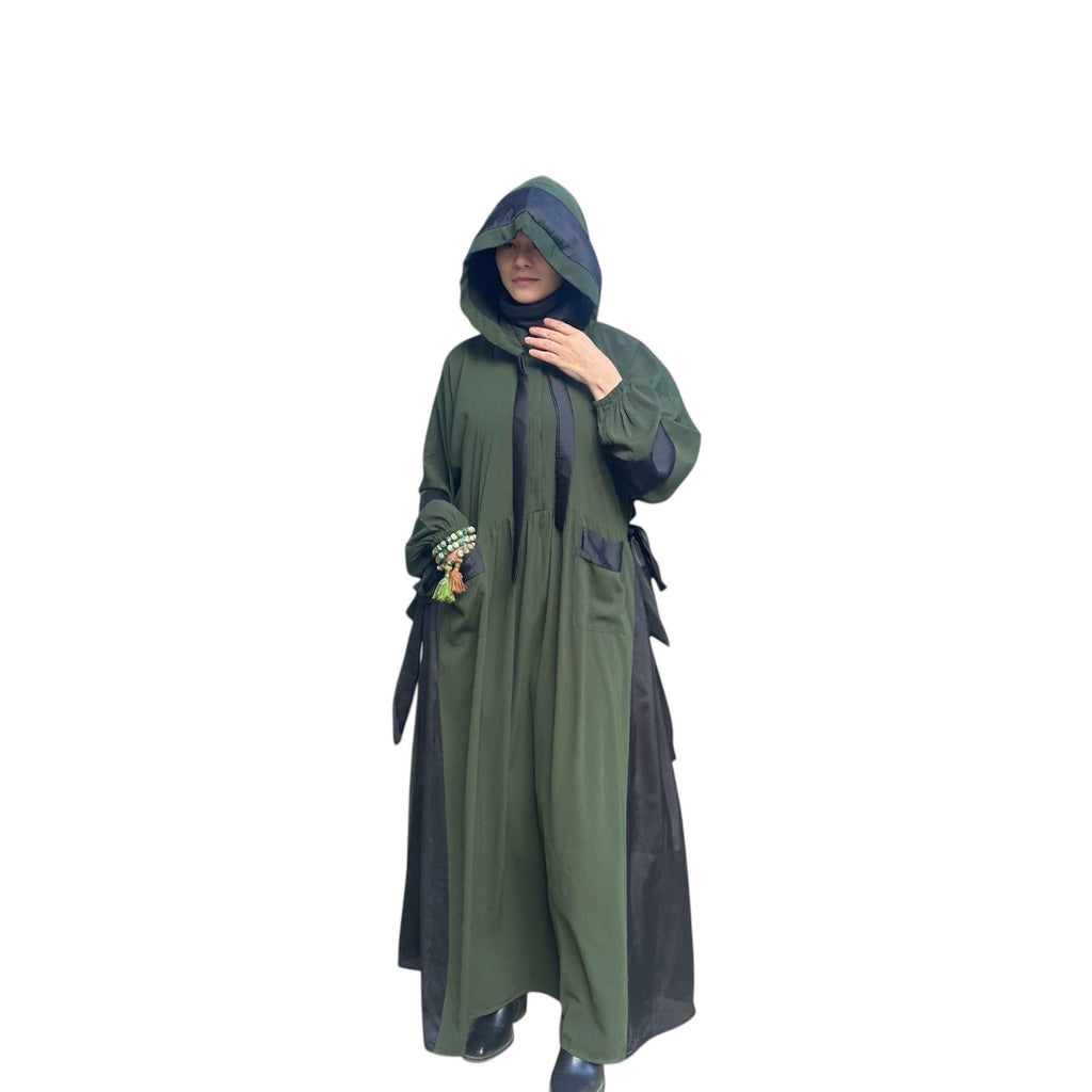OLIVE GREEN CREPE ABAYA.