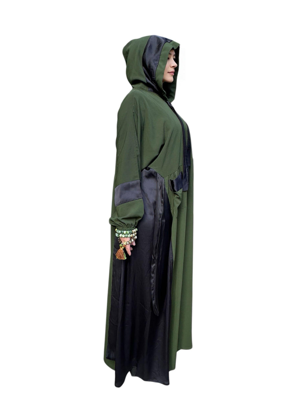 OLIVE GREEN CREPE ABAYA.
